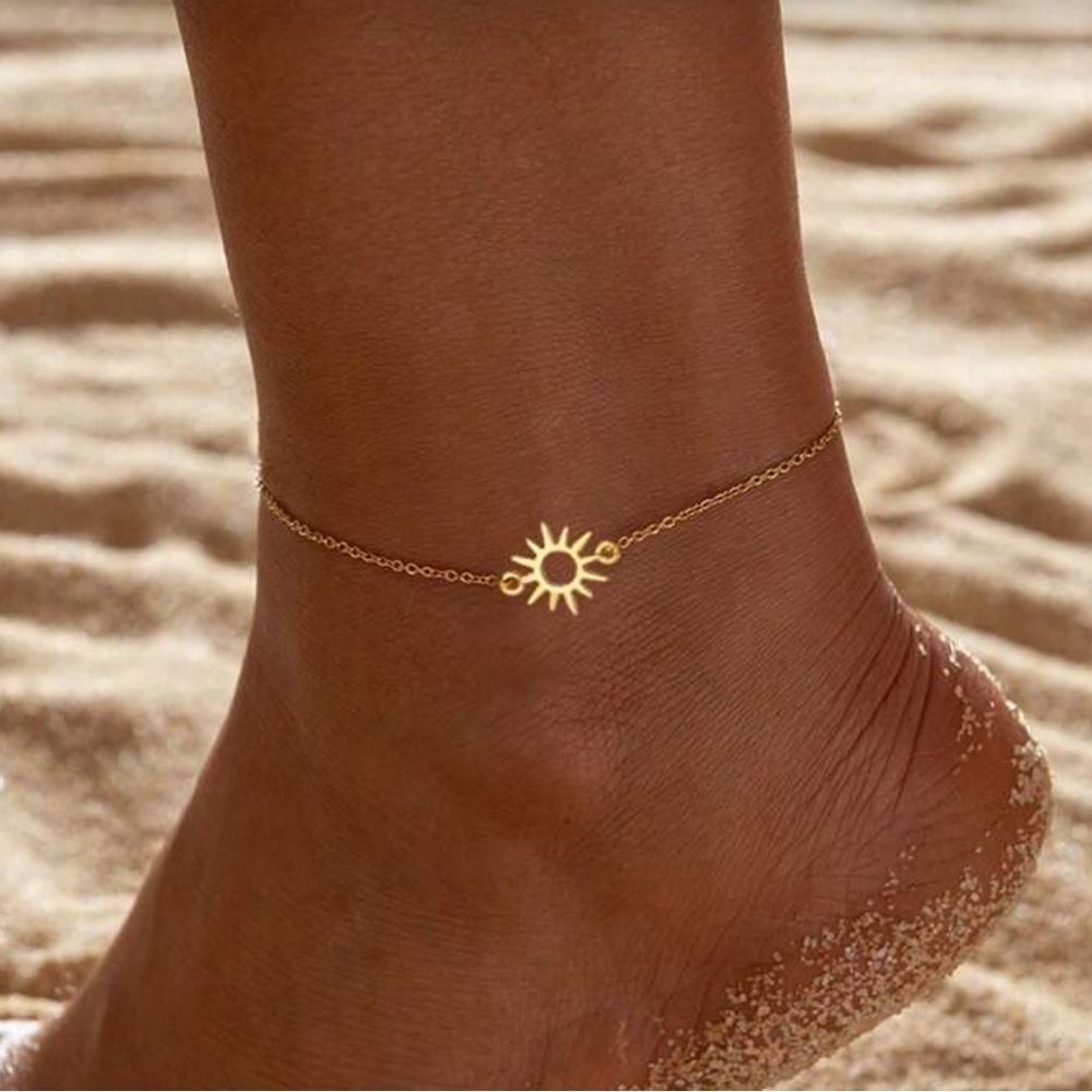 Gold Sun Charm Anklet M563